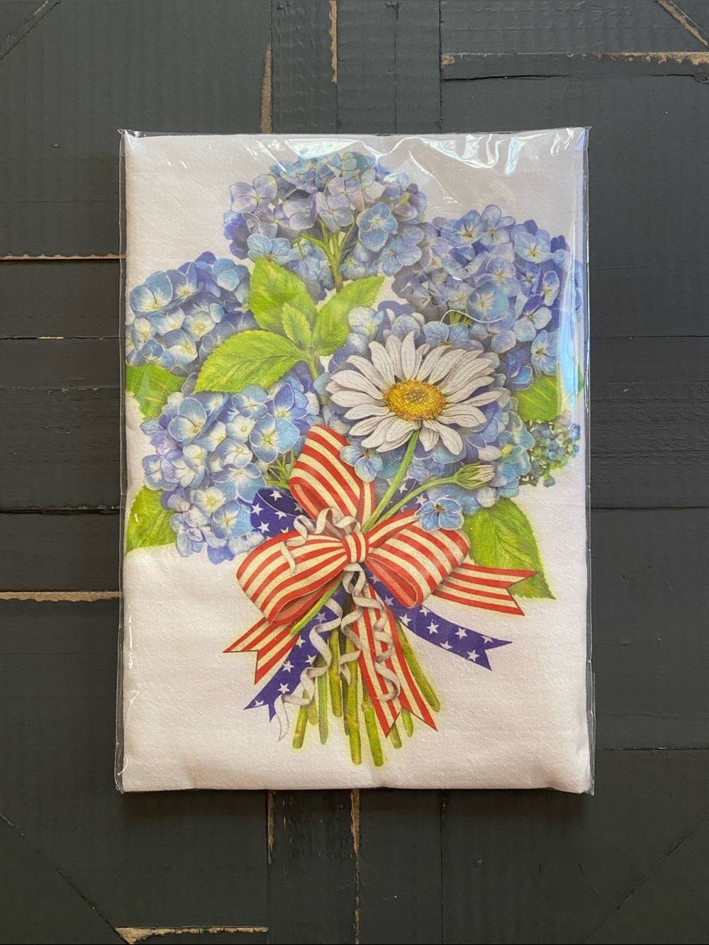 🪻🌼Mary Lake Thompson🌼🪻Blue Hydrangea & Daisy Flour Sack Kitchen Towel